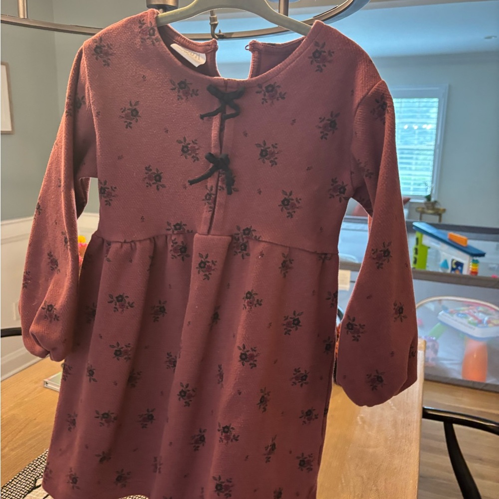 Zara Burgundy Floral Kids Dress